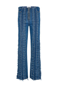 Pantalon à lacets en denim - Vintage Blue