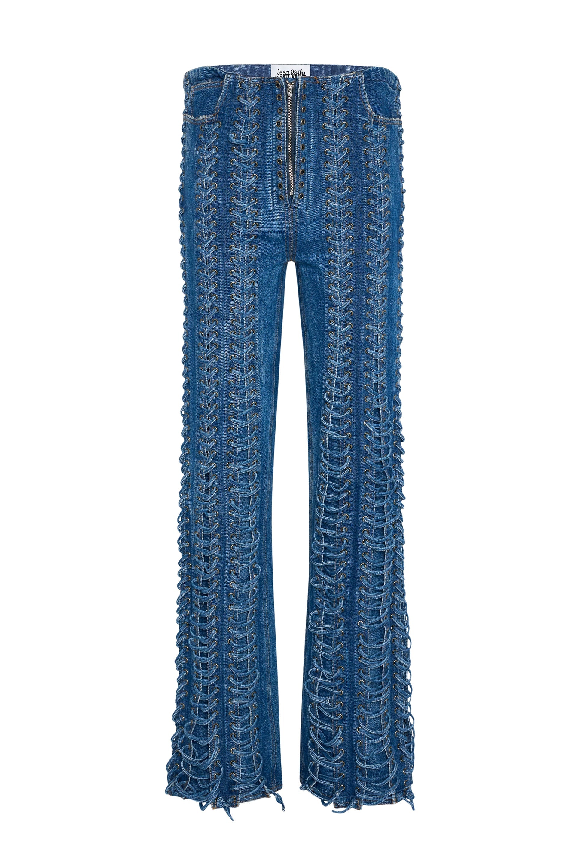 Pantalon à lacets en denim - Vintage Blue