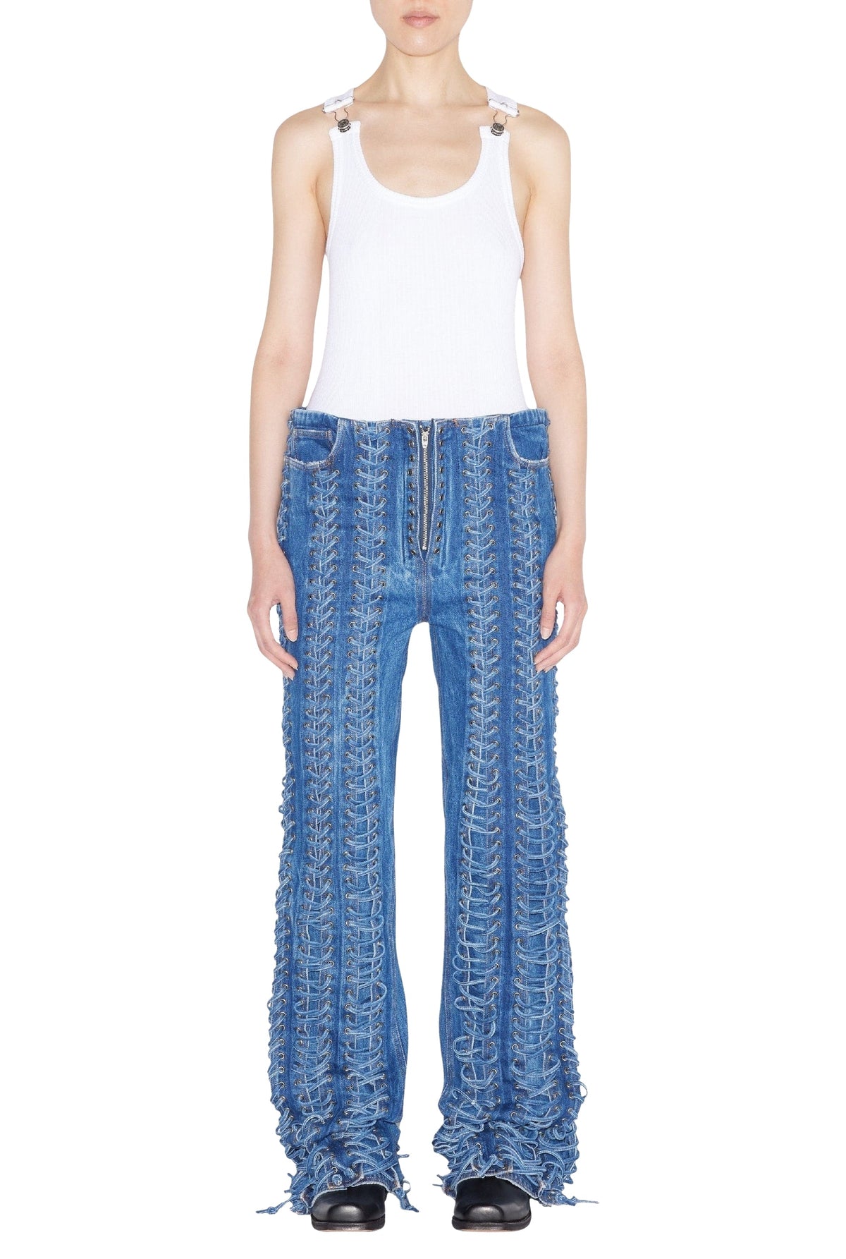 Pantalon à lacets en denim - Vintage Blue