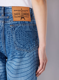 Pantalon à lacets en denim - Vintage Blue
