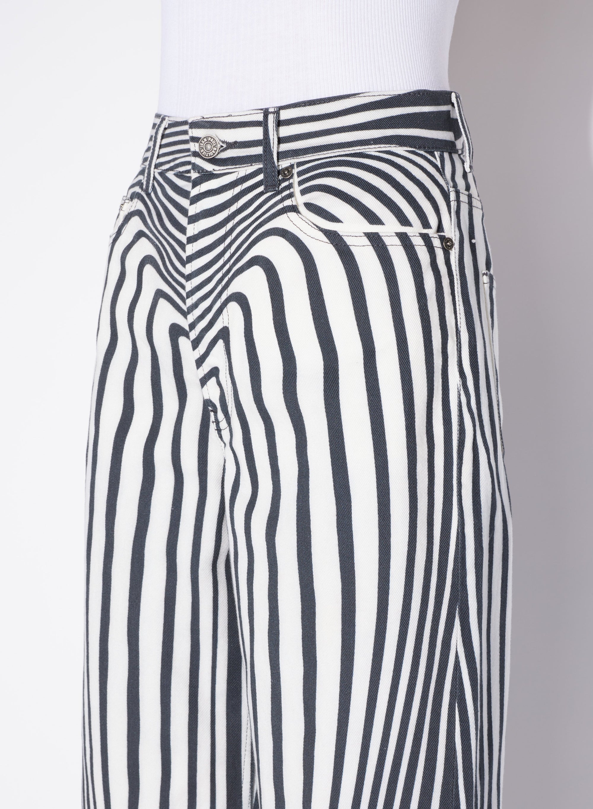 Pantalon imprimé en denim - White & Black