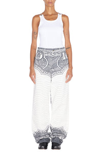 Pantalon imprimé en denim - White & Black