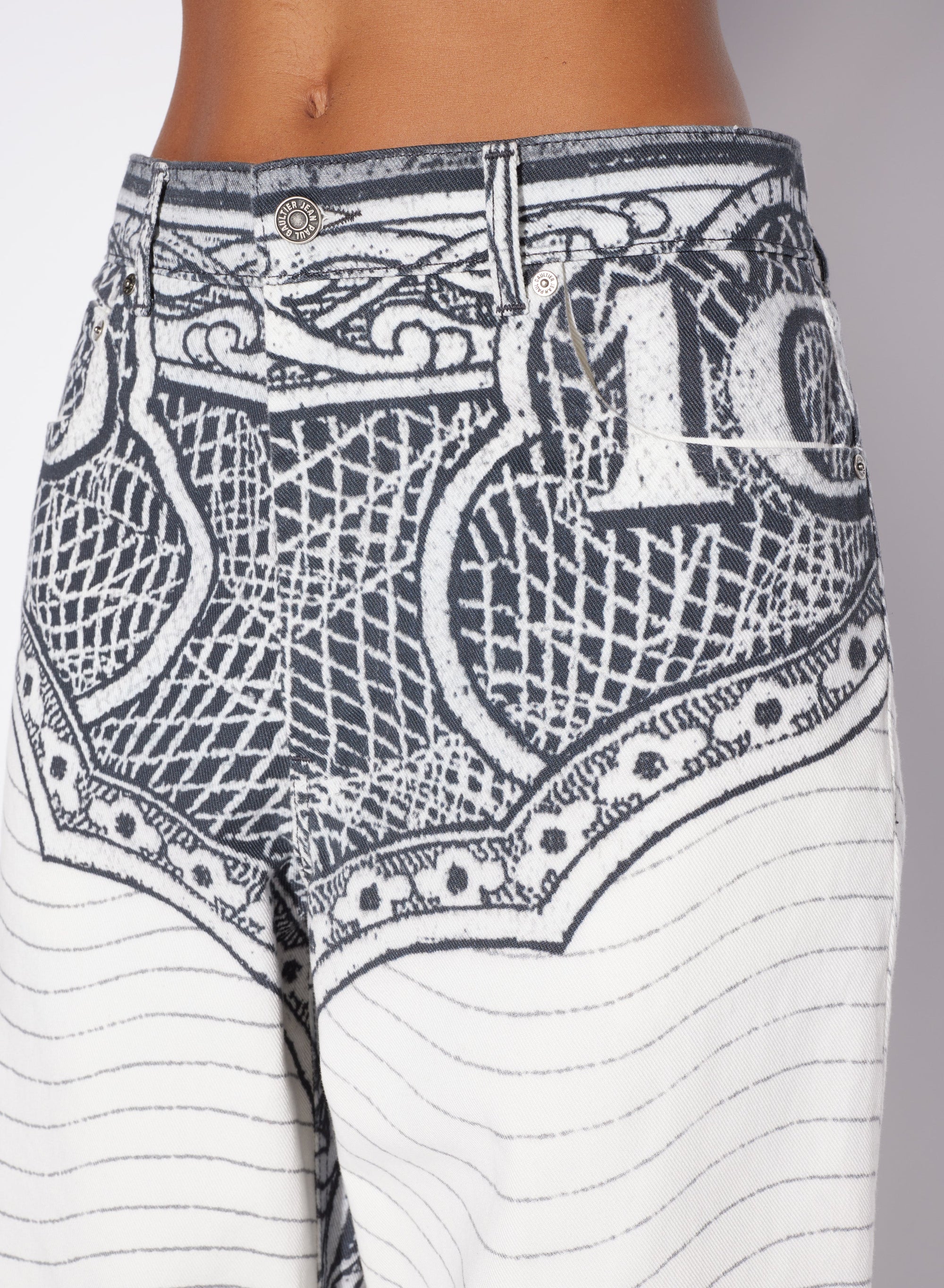 Pantalon imprimé en denim - White & Black
