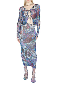Jupe crayon Papillon - Blue & Multicolor