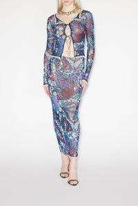 Jupe crayon Papillon - Blue & Multicolor