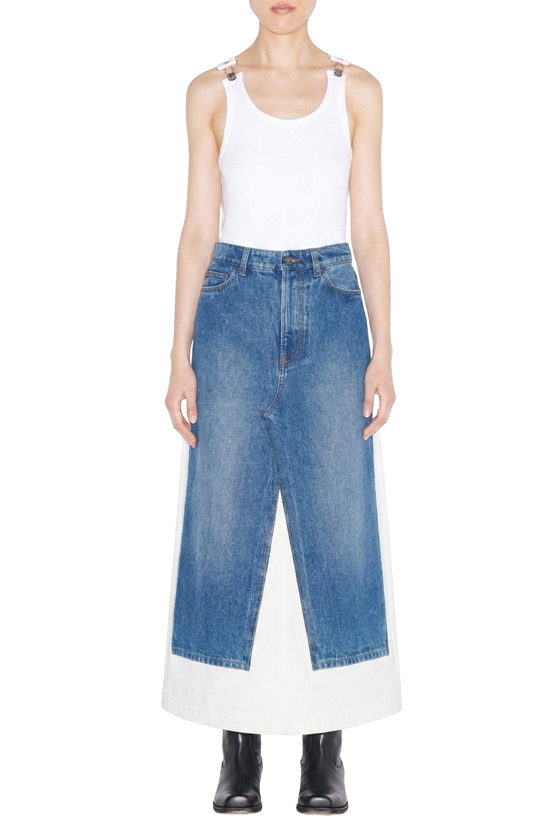 Jupe imprimée en denim - Vintage Blue & White