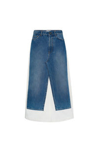 Jupe imprimée en denim - Vintage Blue & White