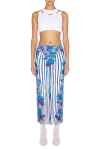 Jupe Body Morphing Flower - White & Navy & Aqua