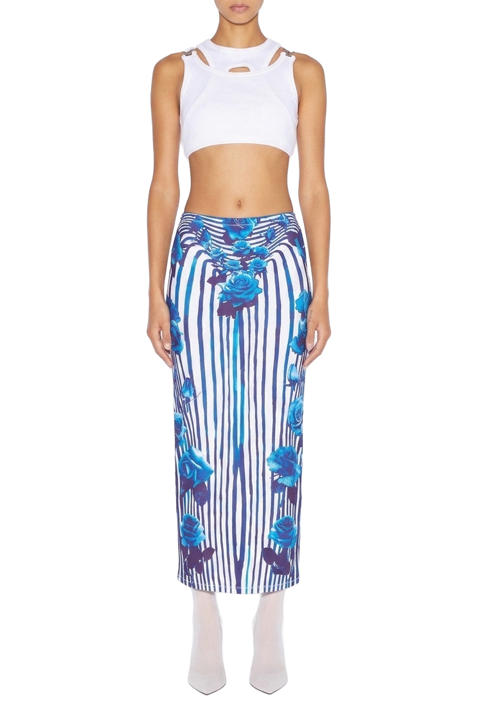 Jupe Body Morphing Flower - White & Navy & Aqua