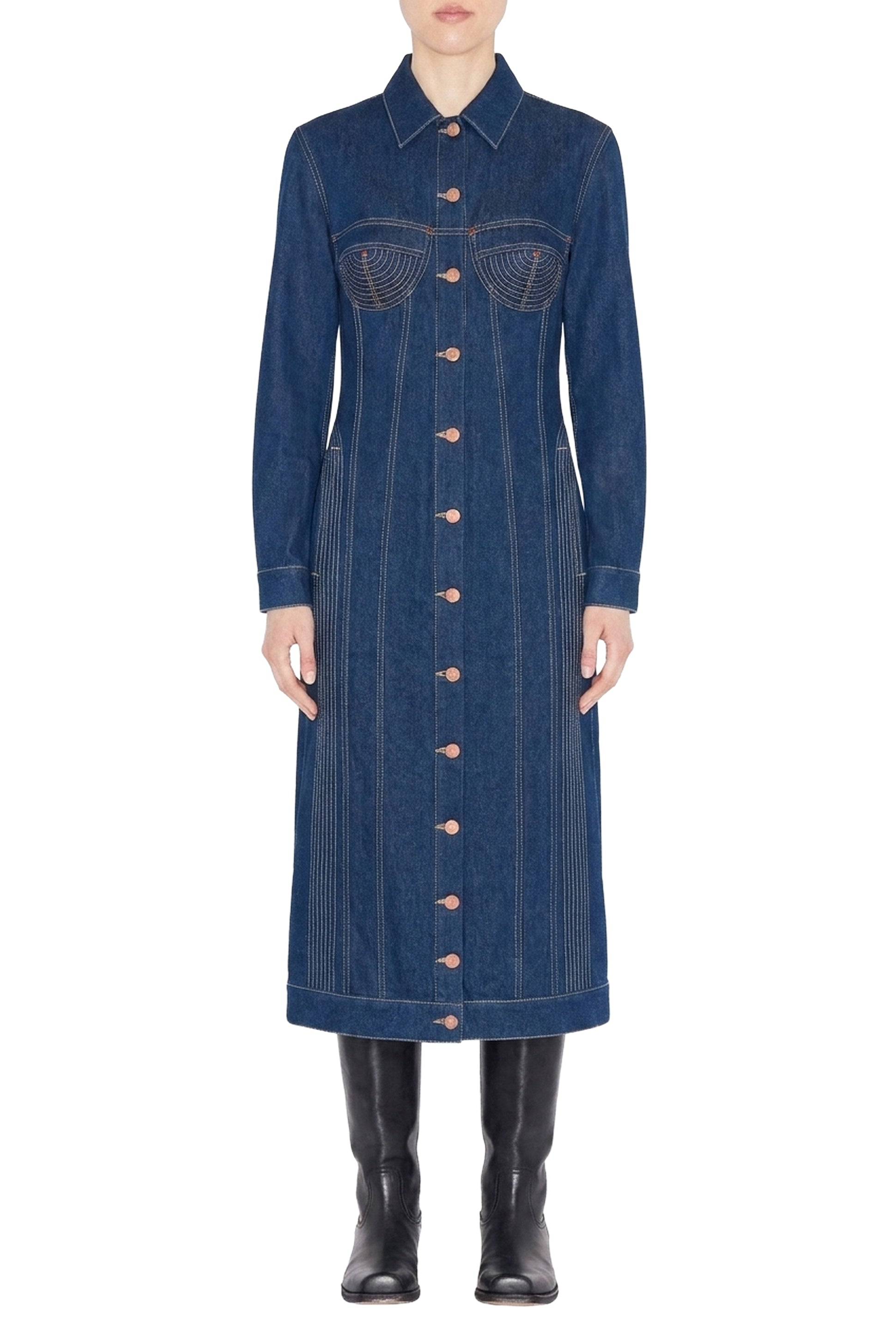 Manteau long en denim - Indigo & Tabac