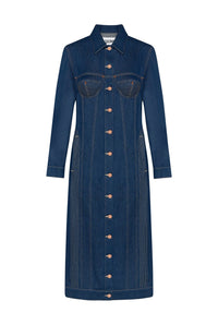 Manteau long en denim - Indigo & Tabac