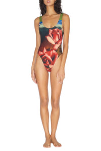 Maillot une pièce imprimé - Green & Red & Blue