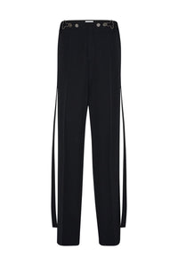 Pantalon avec crochets métalliques en laine - Black