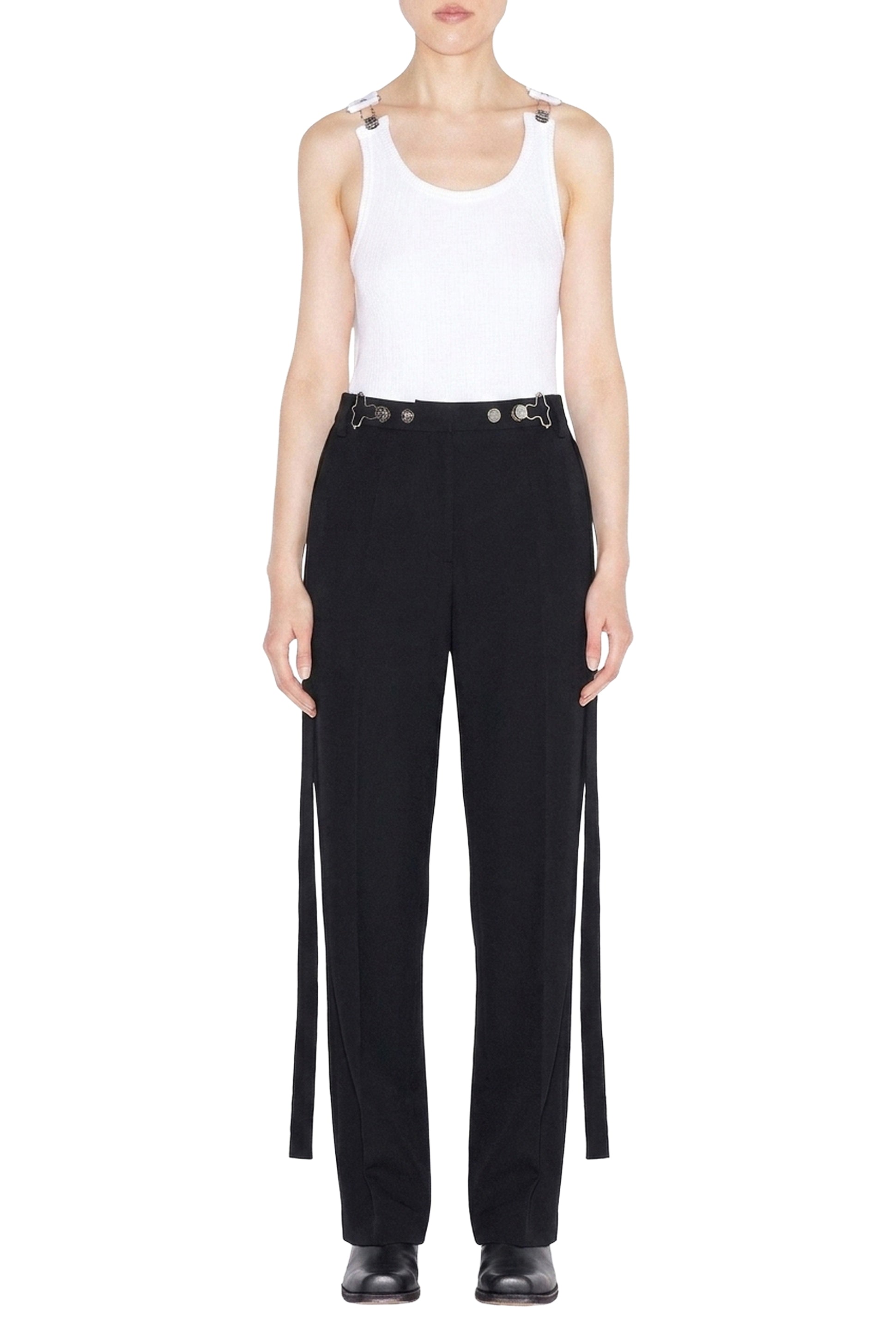 Pantalon avec crochets métalliques en laine - Black