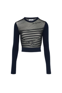 Pull court marinière noué - Navy & White & Black