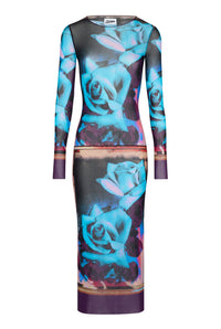 Robe longue imprimée en tulle - Purple & Blue