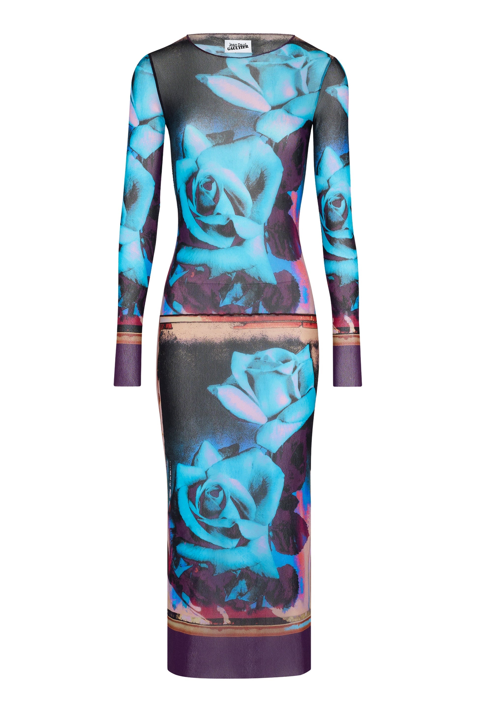 Robe longue imprimée en tulle - Purple & Blue