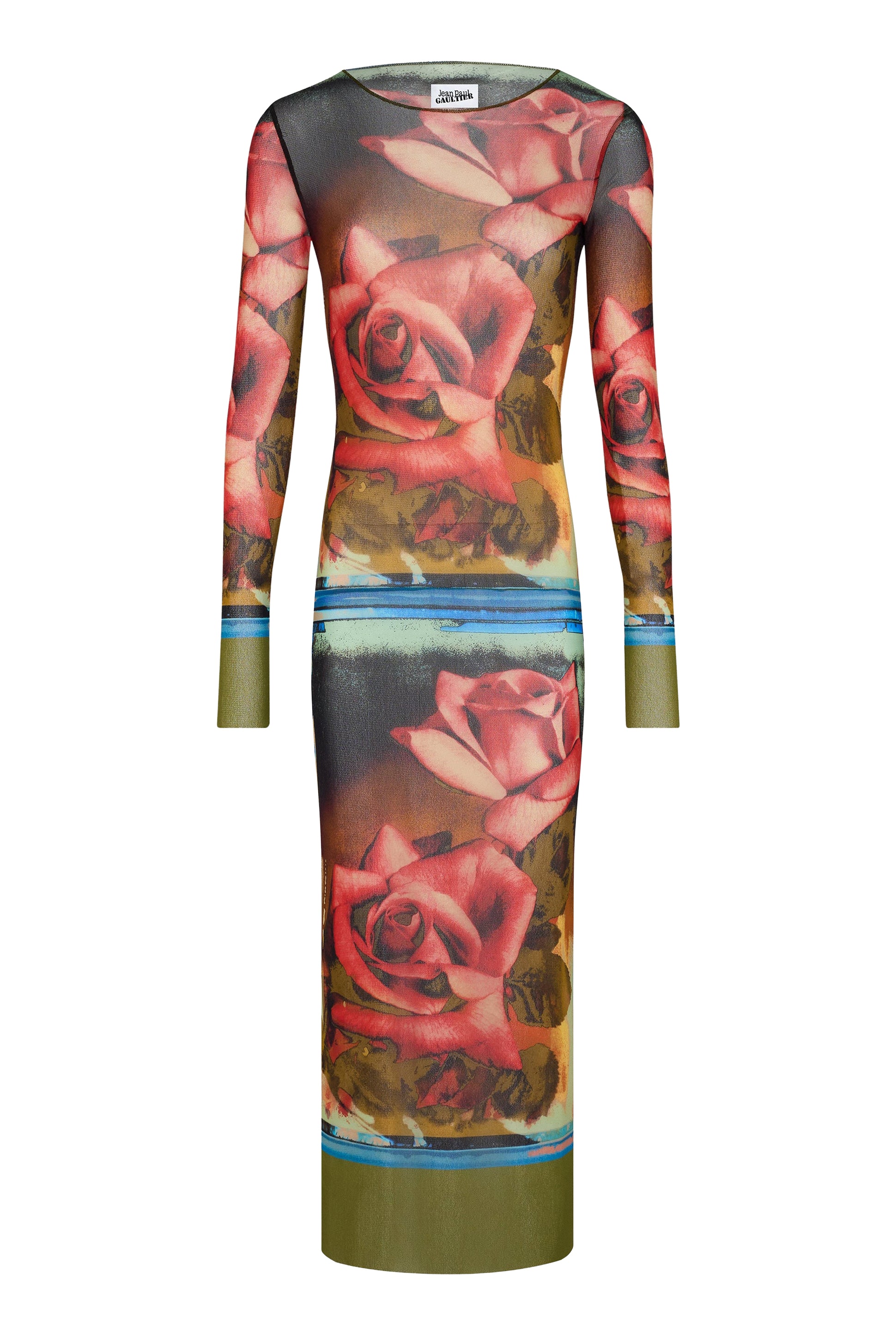 Robe longue imprimée en tulle - Green & Red & Blue
