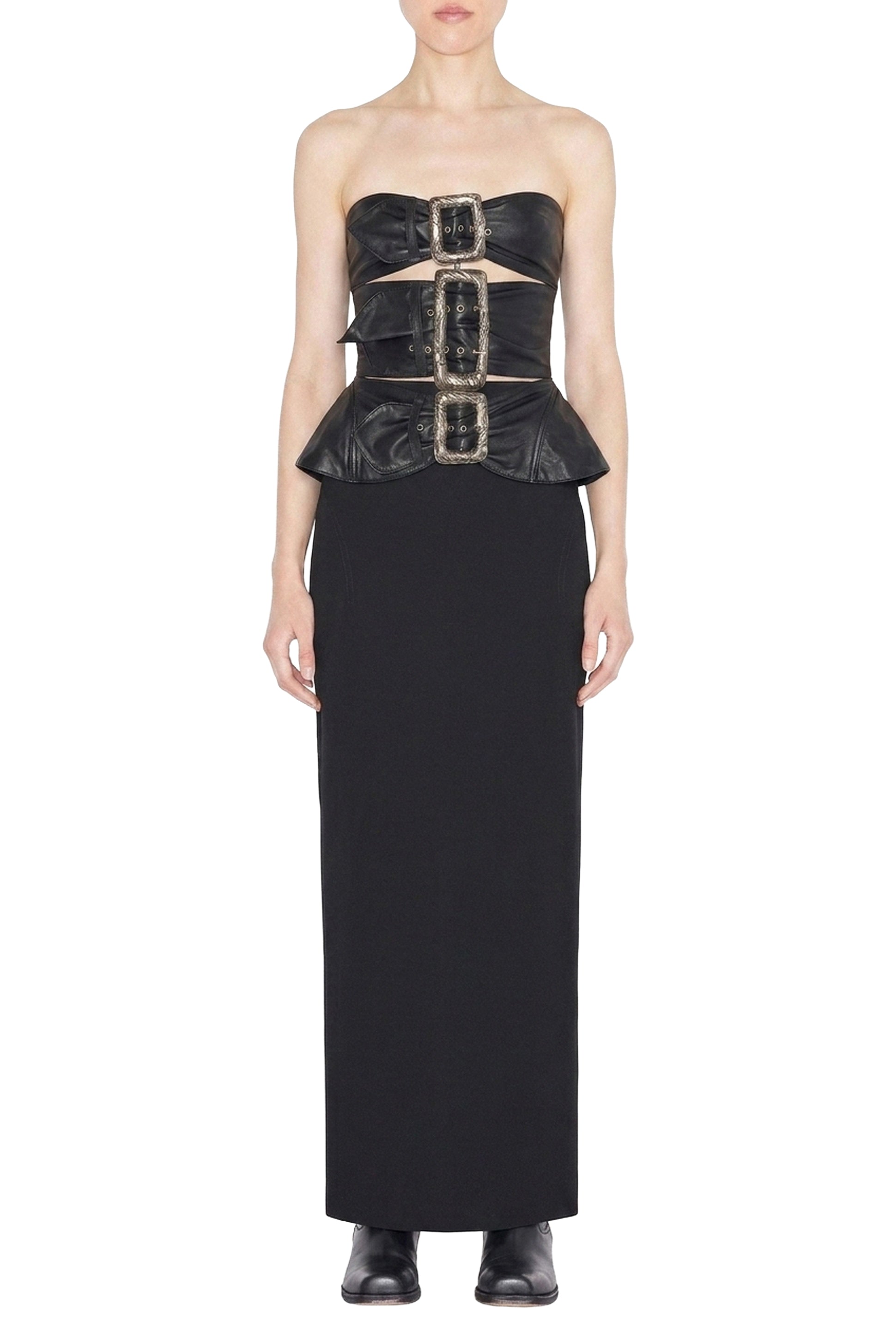 Robe ceinturée en cuir - Black