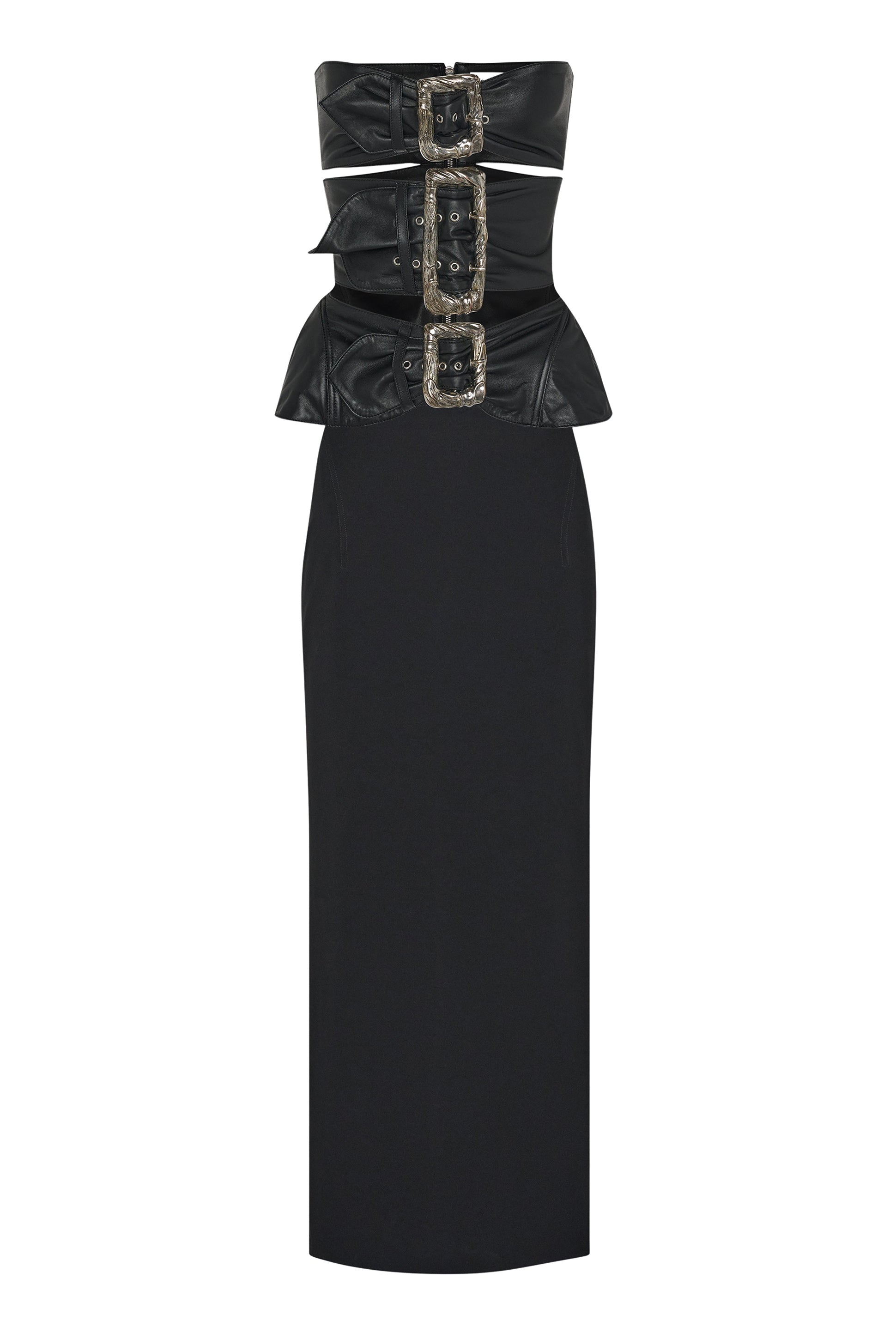 Robe ceinturée en cuir - Black
