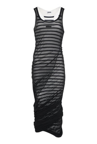 Draped sailor maxi dress - Navy & White & Black