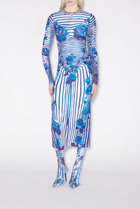 Robe Body Morphing Flower - White & Navy & Aqua
