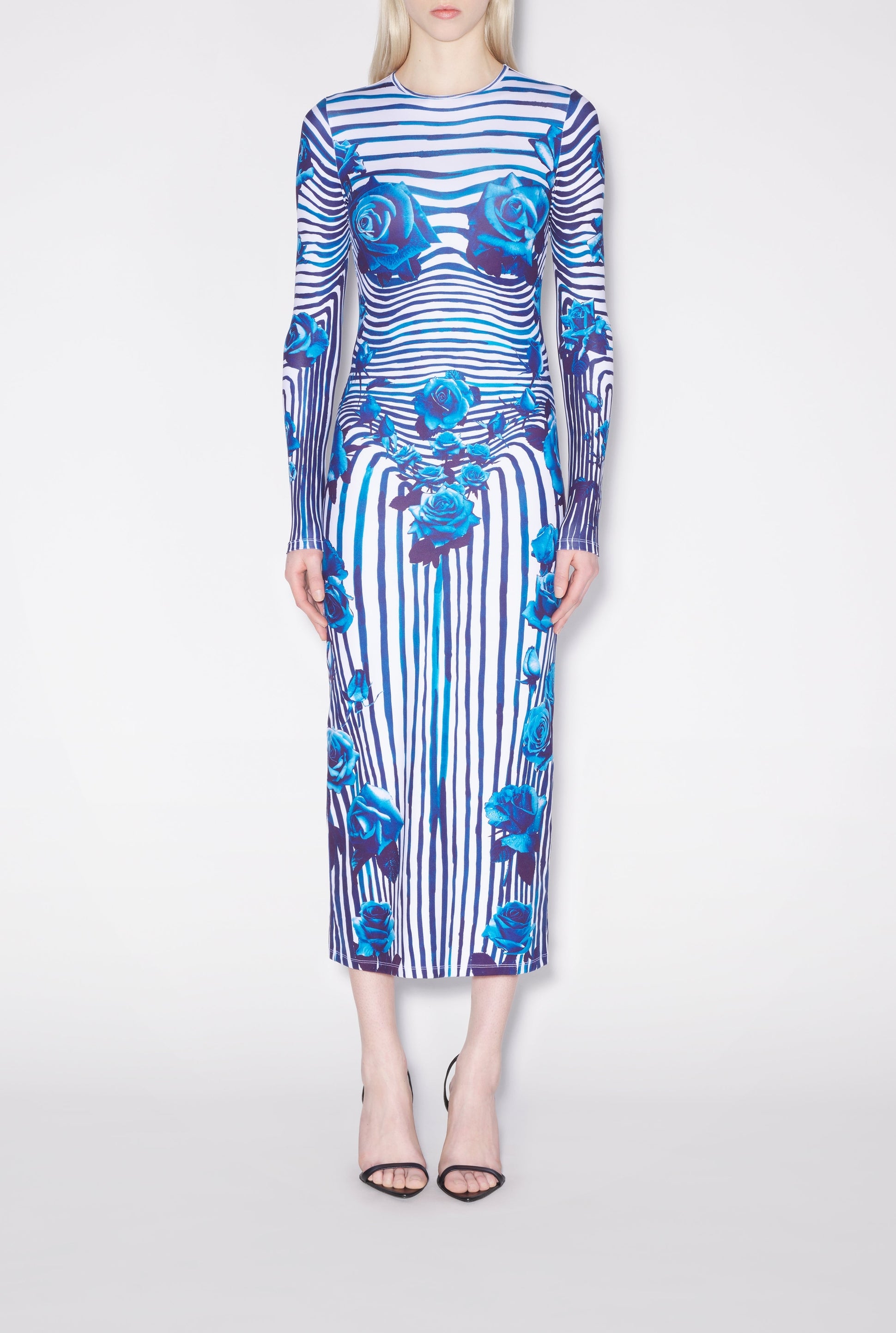 Robe Body Morphing Flower - White & Navy & Aqua