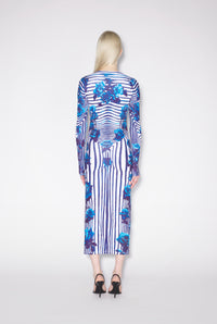 Robe Body Morphing Flower - White & Navy & Aqua