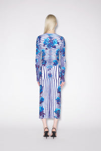 Robe Body Morphing Flower - White & Navy & Aqua