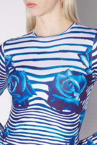 Robe Body Morphing Flower - White & Navy & Aqua