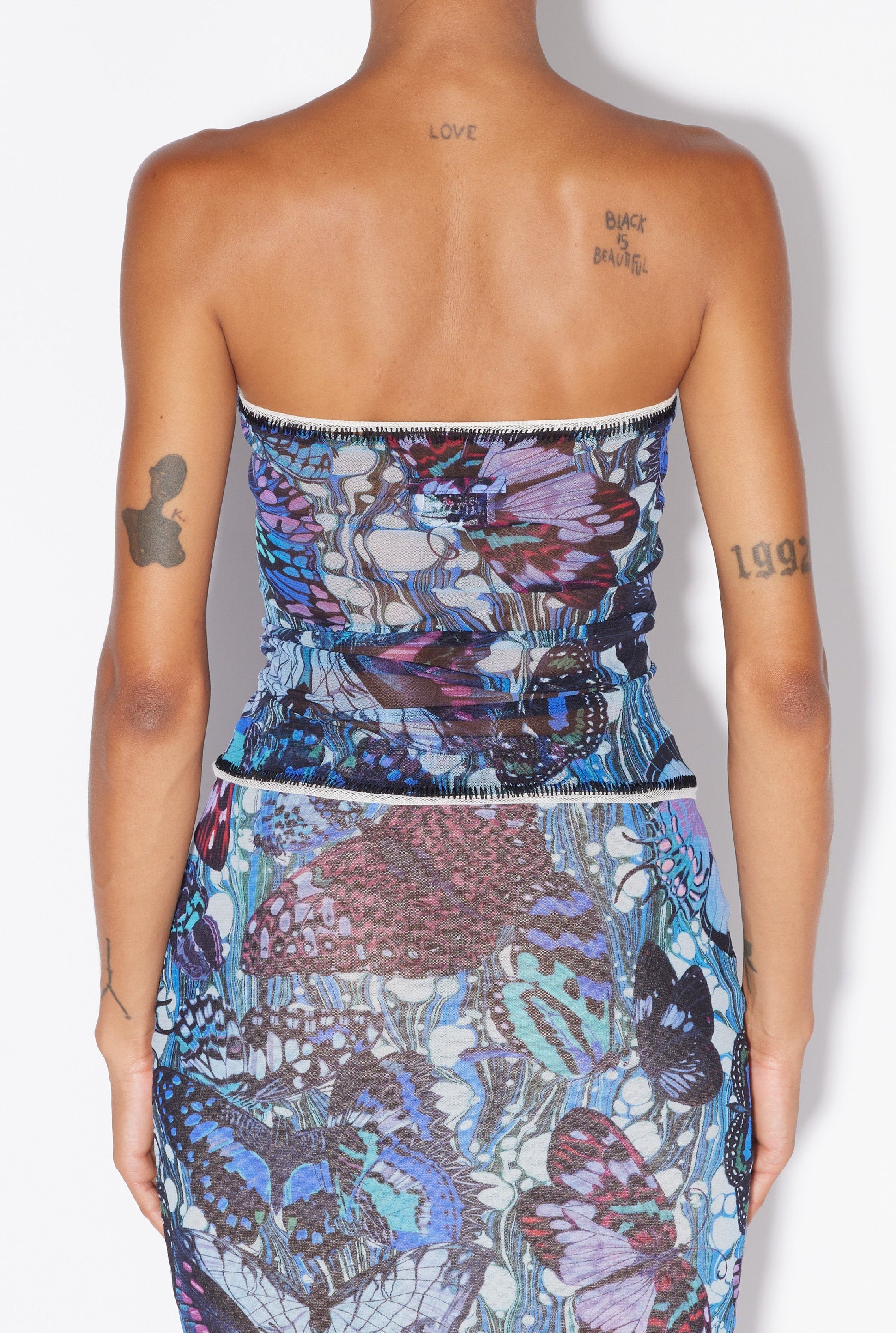 Bustier à lacets imprimé - Blue & Multicolor