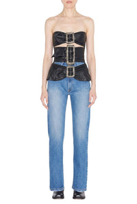 Bustier ceinturé en cuir - Black