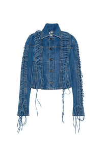 Veste à lacets en denim - Vintage Blue