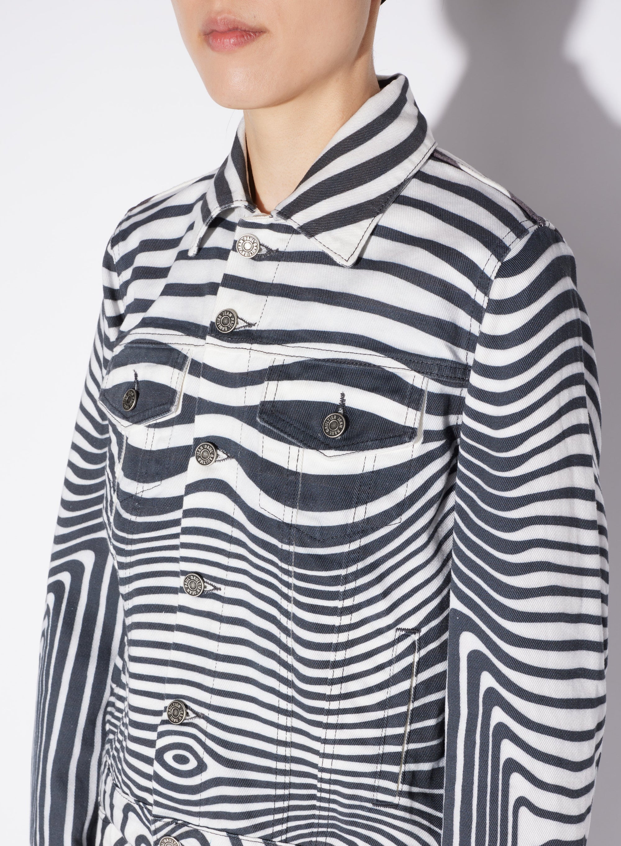Veste imprimée en denim - White & Black
