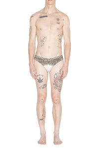 Bas de bikini imprimé - Green & Écru & Black