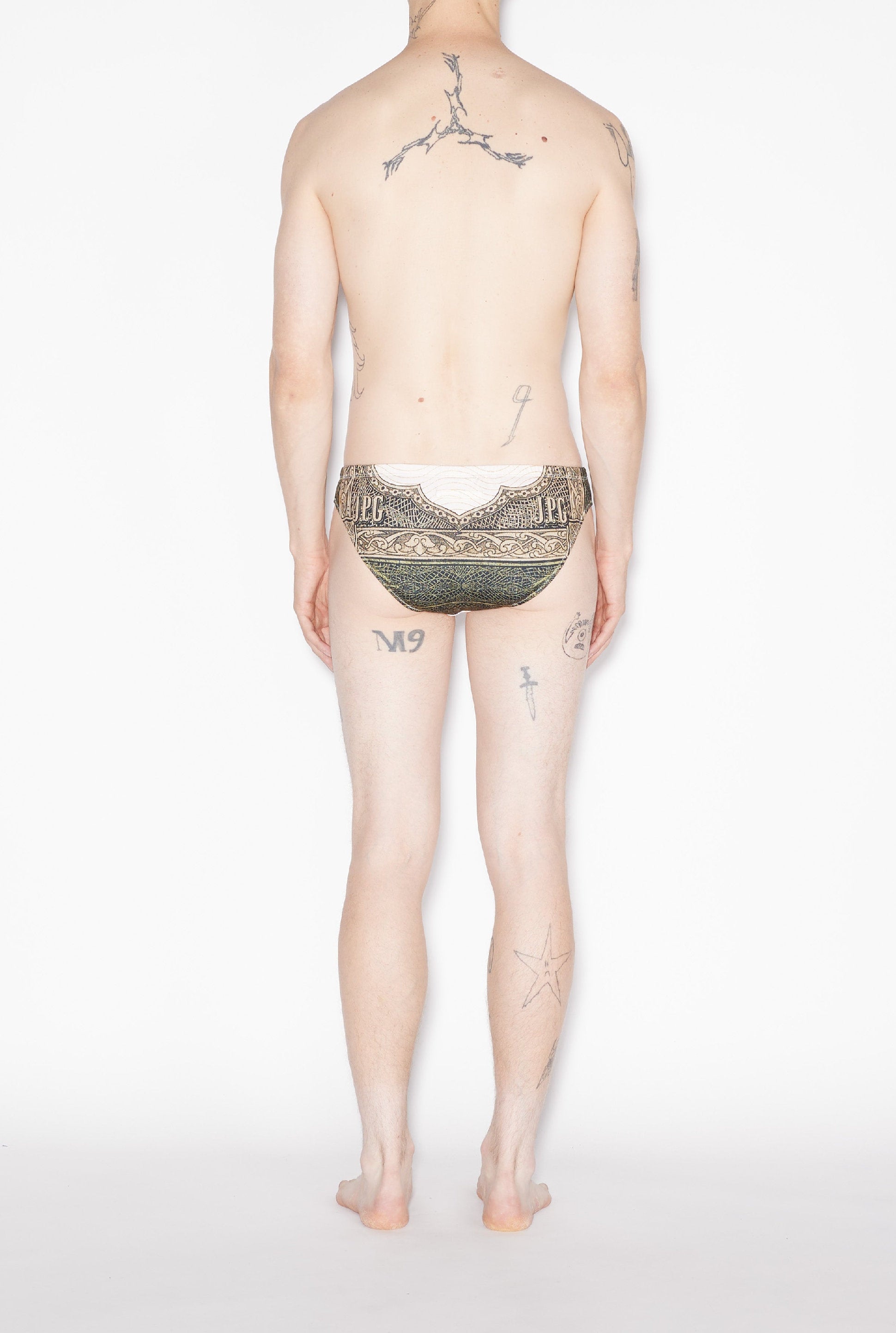 Bas de bikini imprimé - Green & Écru & Black