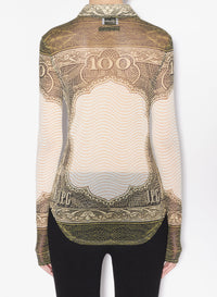 Chemise unisexe imprimée en tulle - Green & Écru & Black