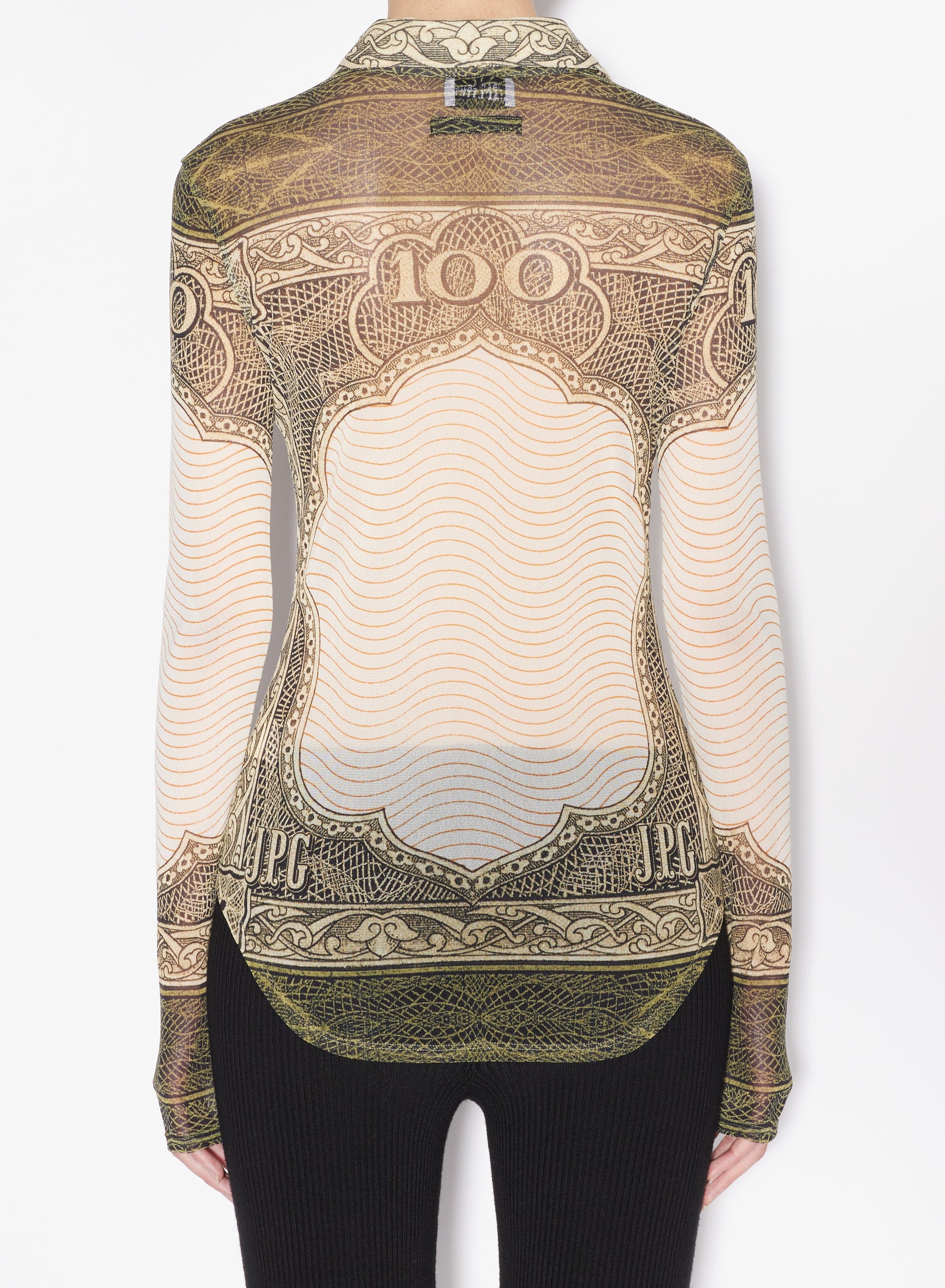 Chemise unisexe imprimée en tulle - Green & Écru & Black