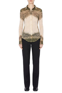 Chemise unisexe imprimée en tulle - Green & Écru & Black