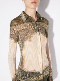 Chemise unisexe imprimée en tulle - Green & Écru & Black