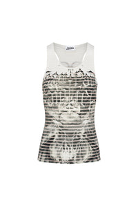 Unisex printed tank top - White & Black