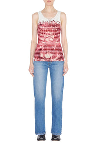 Unisex printed tank top - White & Red