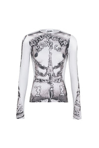 T-shirt à manches longues imprimé - White & Black