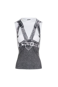 T-shirt imprimé sans manches - White & Black