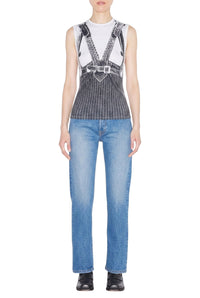 Unisex printed sleeveless T-shirt - White & Black
