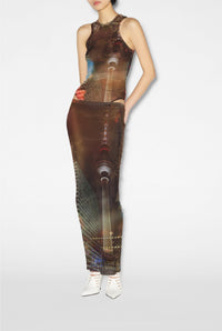 Body JPG x Shayne Oliver imprimé en tulle - Brown & Green & Blue