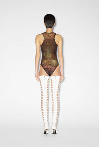 Body JPG x Shayne Oliver imprimé en tulle - Brown & Green & Blue