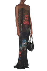 Robe longue JPG x Shayne Oliver imprimée - Brown & Green & Blue
