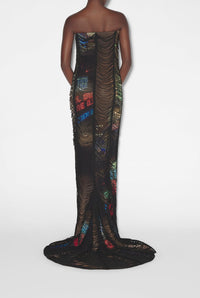 Robe longue JPG x Shayne Oliver imprimée - Brown & Green & Blue
