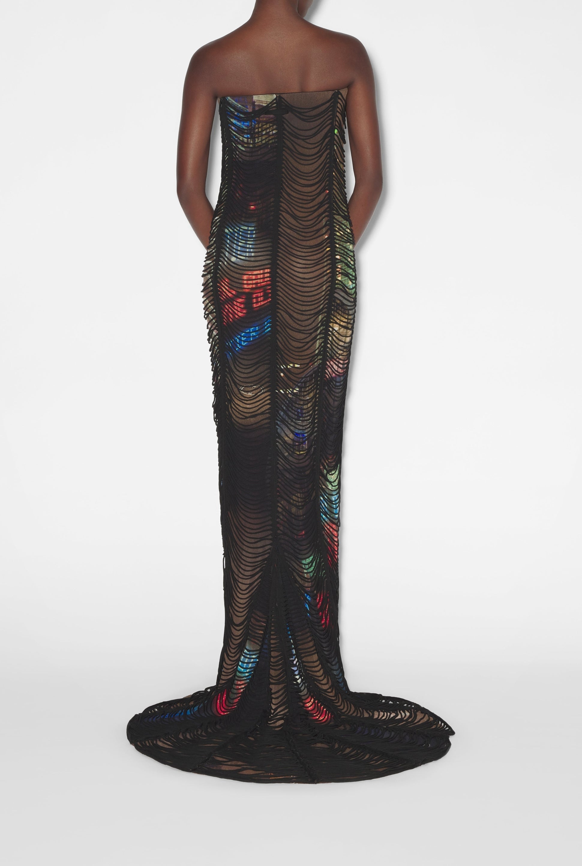 Robe longue JPG x Shayne Oliver imprimée - Brown & Green & Blue